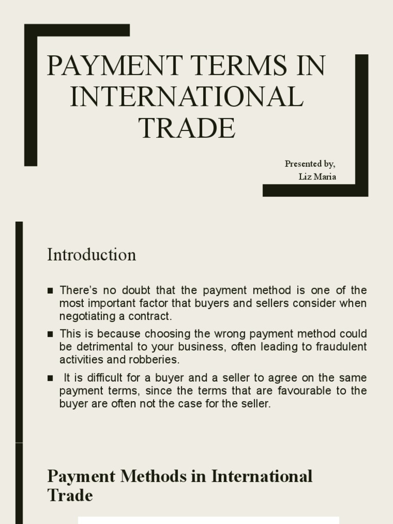 Types Of Payment Terms In International Trade