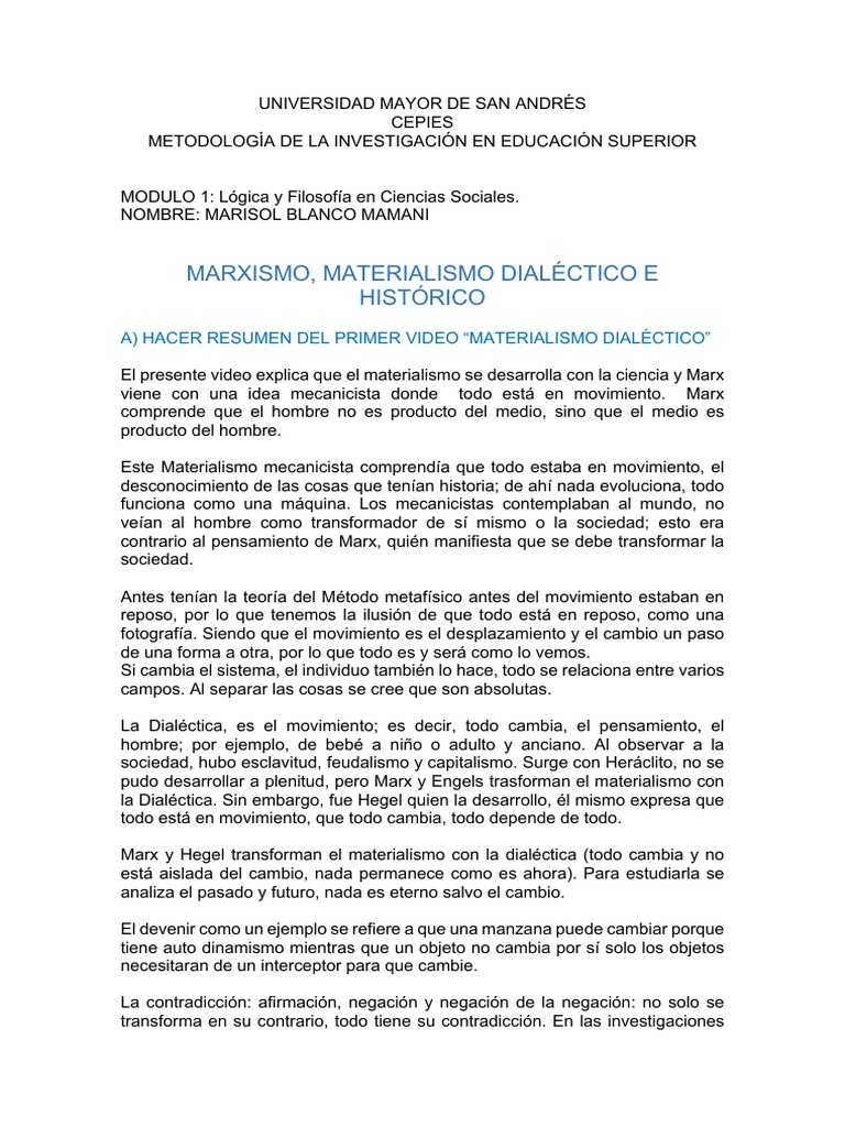 Marxismo Materialismo Dialéctico E Histórico Pdf Pdf Dialéctico