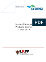 Harga E-Catalogue Products Sysmex Tahun 2019
