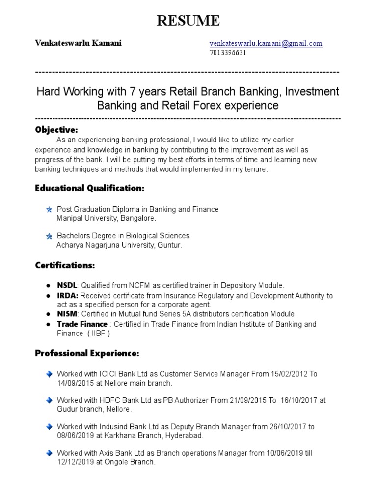 HDFC Resume | PDF | Banks | Financial Services