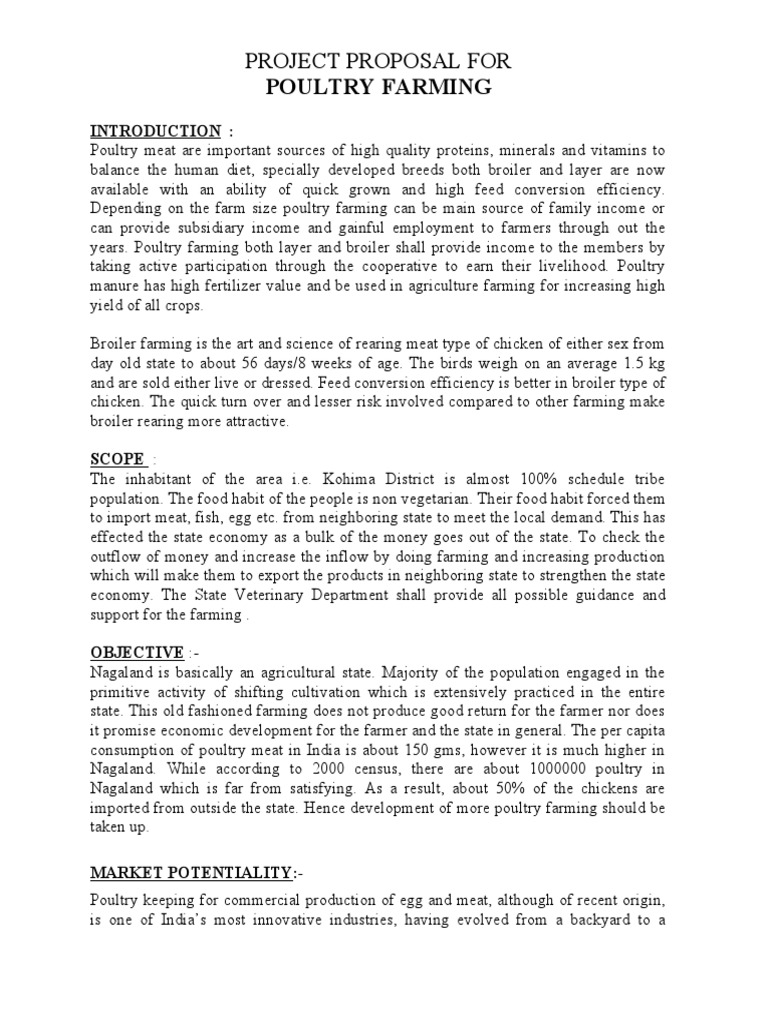 Poultry Farming: Project Proposal For | PDF | Poultry Farming 