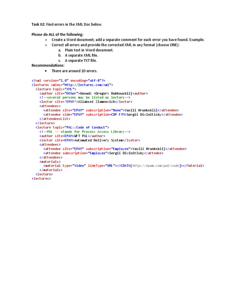 XML Error Correction Guide | PDF