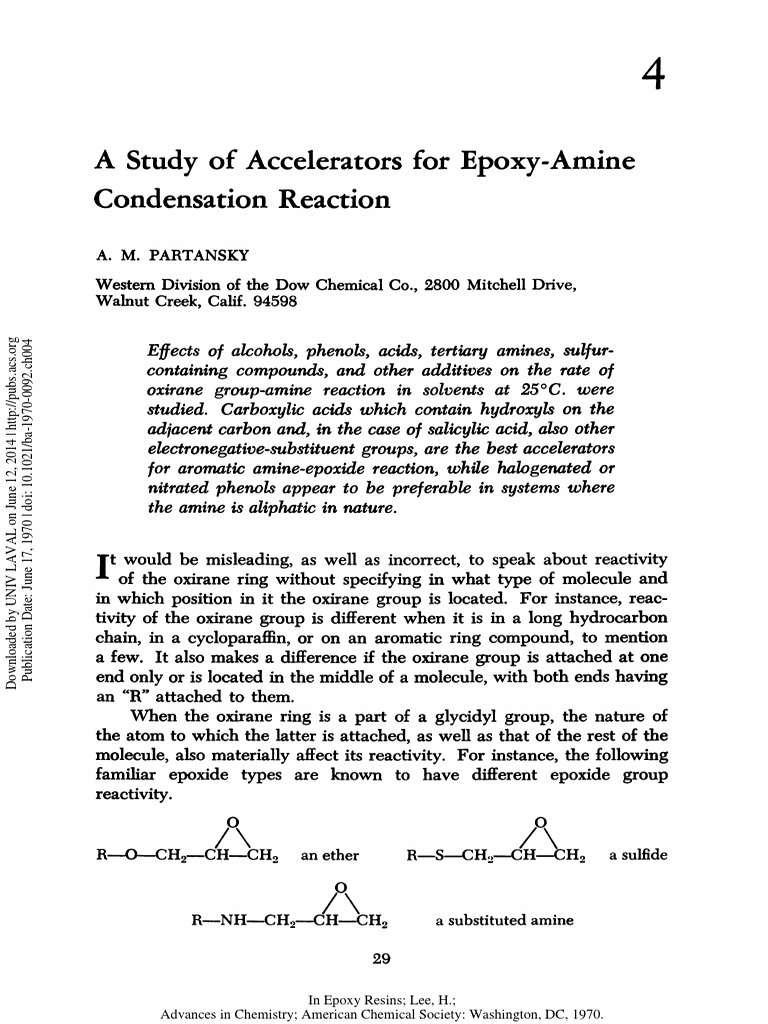 A Study Of Accelerators For Epoxy Amine Pdf Epoxy Chemical Reactions