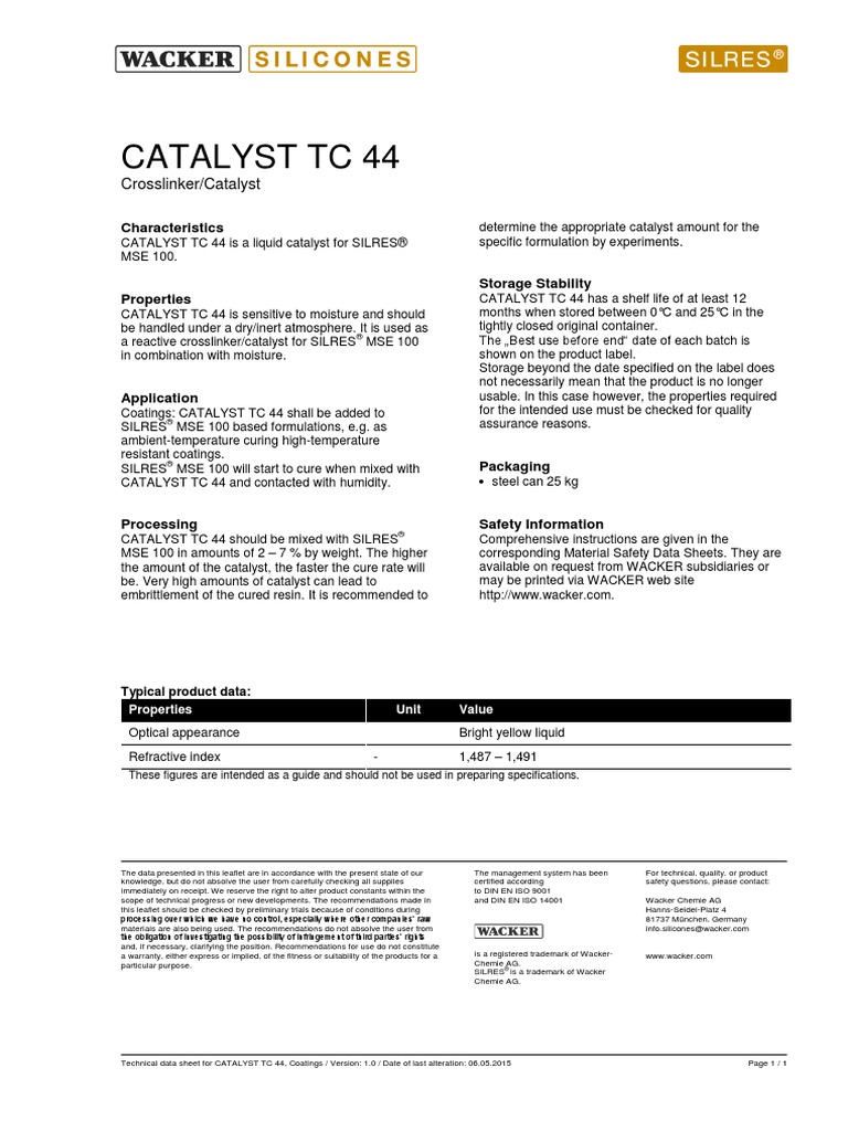 Catalyst TC 44 | PDF | Catalysis | Materials
