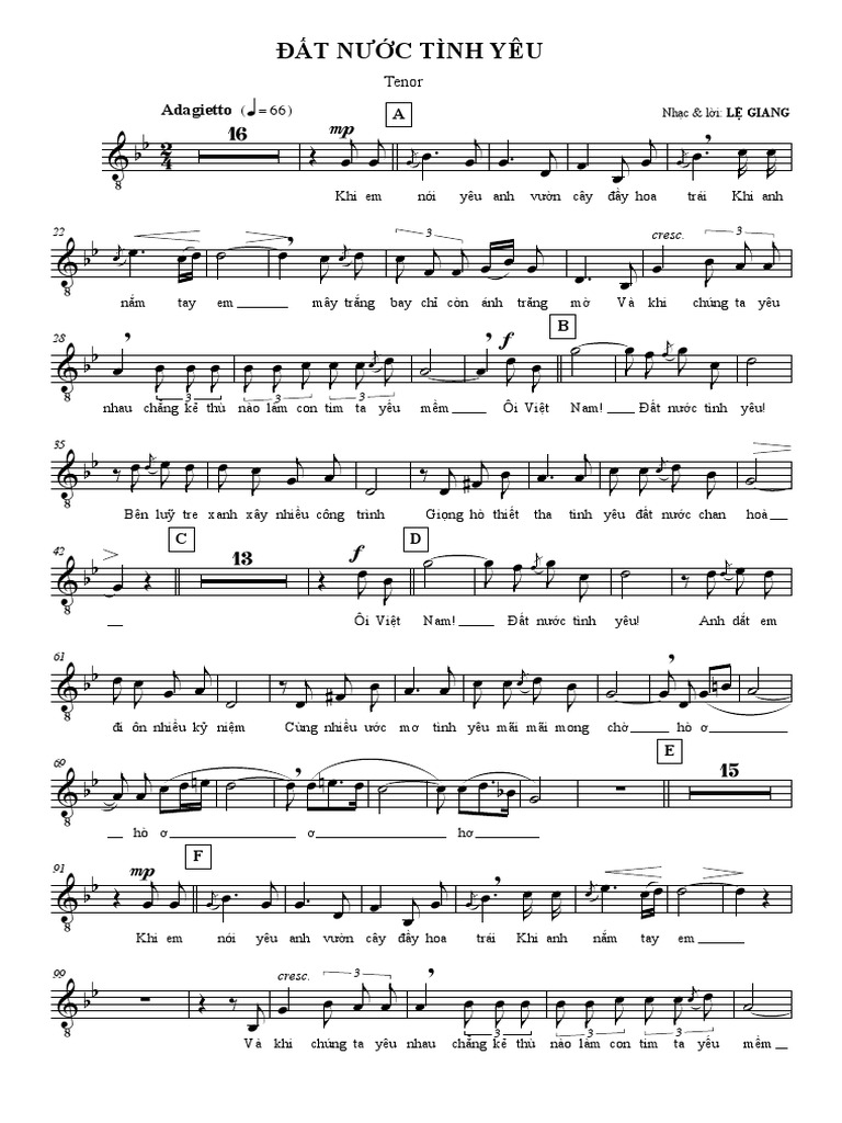 Dat Nuoc Tinh Yeu - Tenor | PDF | Vietnam | Peuple vietnamien