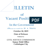 Bulletin of Vacant Position