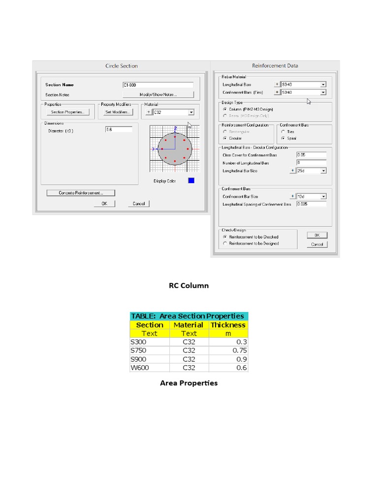RC Column Area Section Properties | PDF