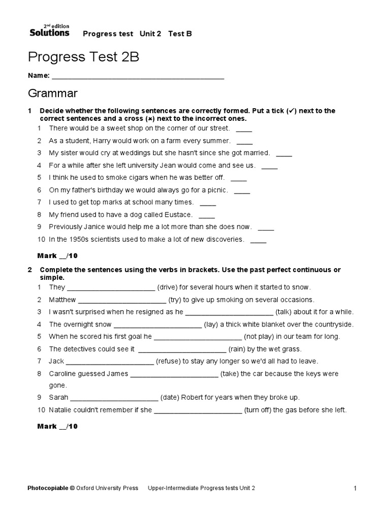 Progress Test A Unit 2