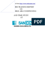 Sanden LTD - Automobile Air-Conditioning - Mechanical Engg. (ME) Summer Training Project Report