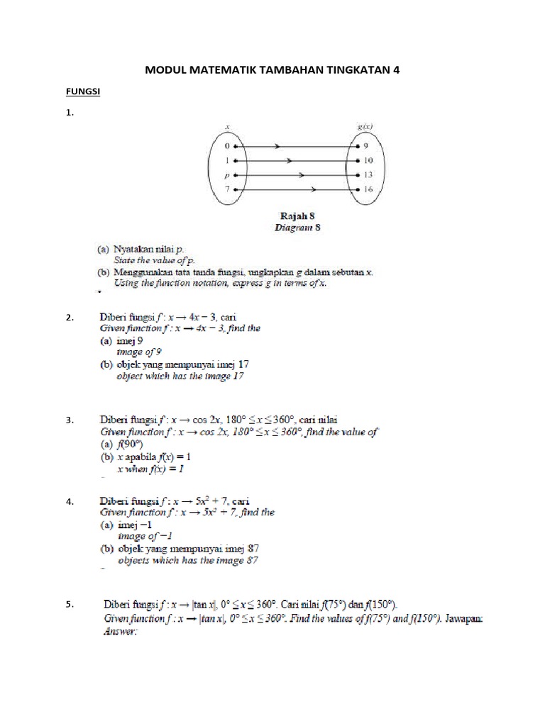 Modul Matematik Tambahan Tingkatan 4  PDF