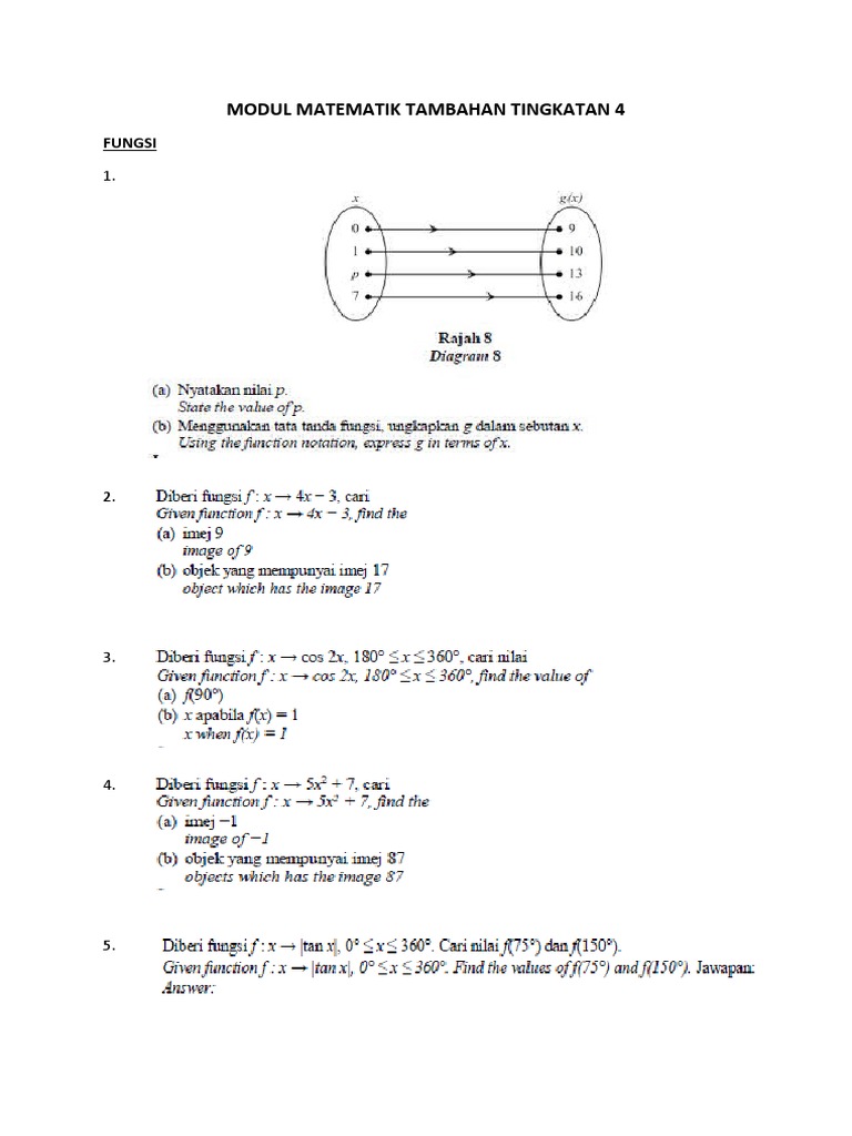 Modul Matematik Tambahan Tingkatan 4 | PDF