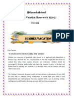 Hillwoods School Summer Vacation Homework