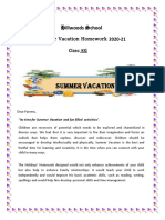 Hillwoods School Summer Vacation Homework 2020-21