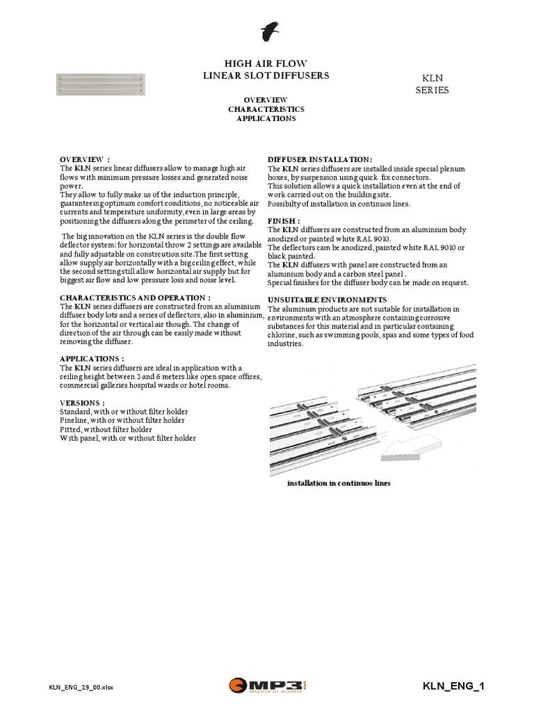 High Air Flow Linear Slot Diffusers | PDF | Aluminium | Rivet