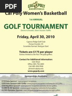 Cal Poly Women's Basketball 2010 Golf Tournament Flyer