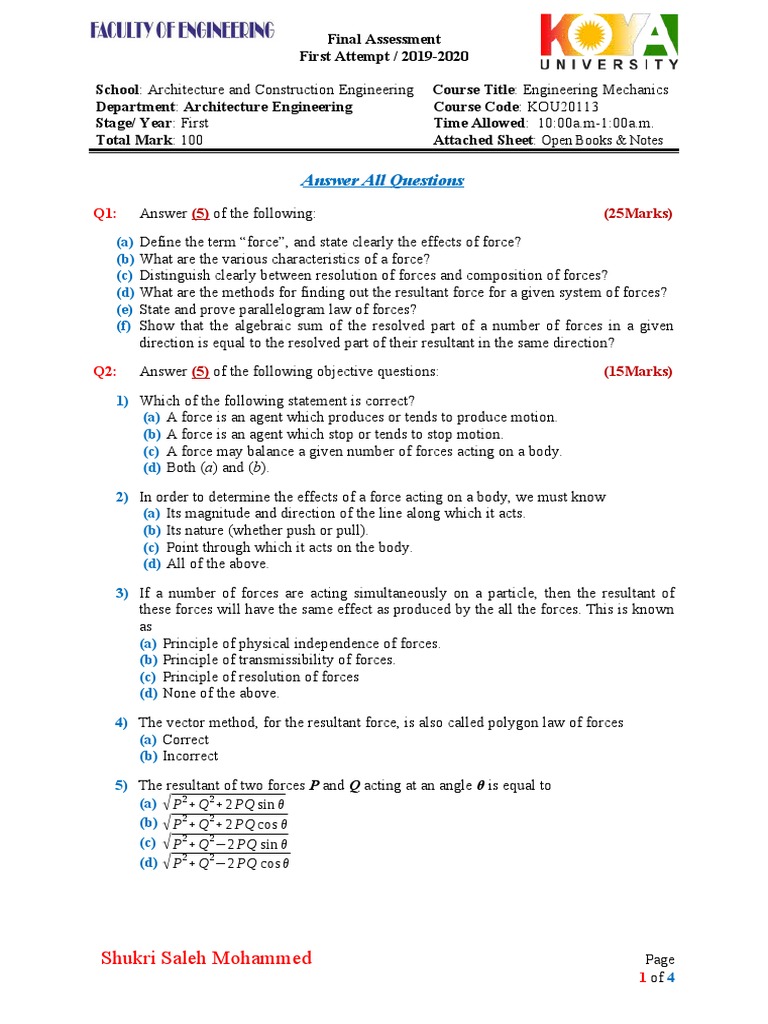 Final Assessment Kou113i Force Physics