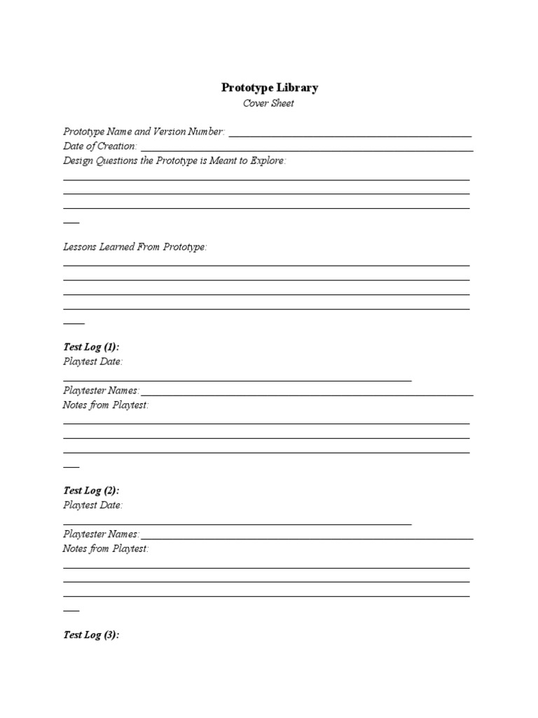 Prototype Library Cover Sheet | PDF