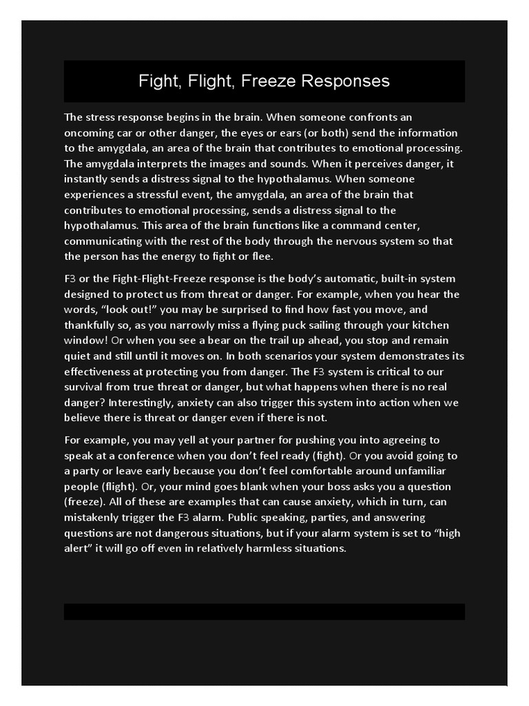 Fight Flight Freeze | PDF | Fight Or Flight Response | Nervous System