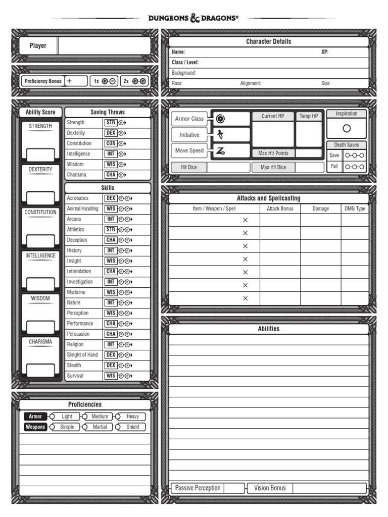 Character Details Player Saving Throws Ability Score PDF Role