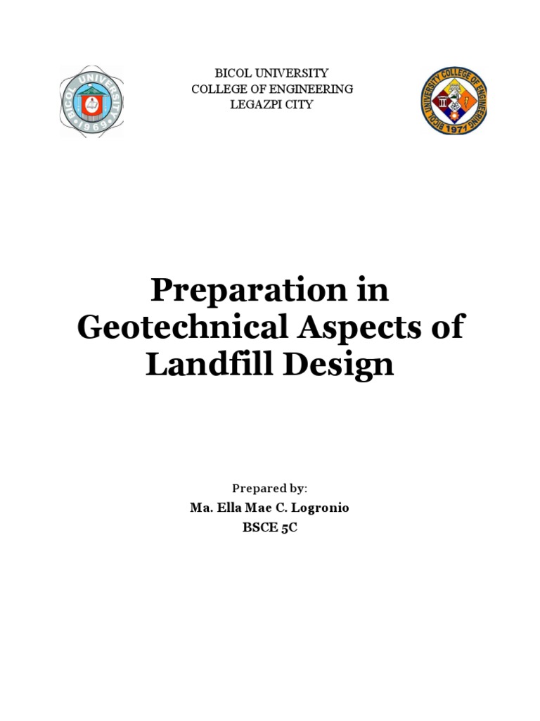 Preparation In Geotechnical Aspects Of Landfill Design Bicol