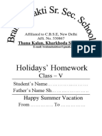 Holidays' Homework: Class - V