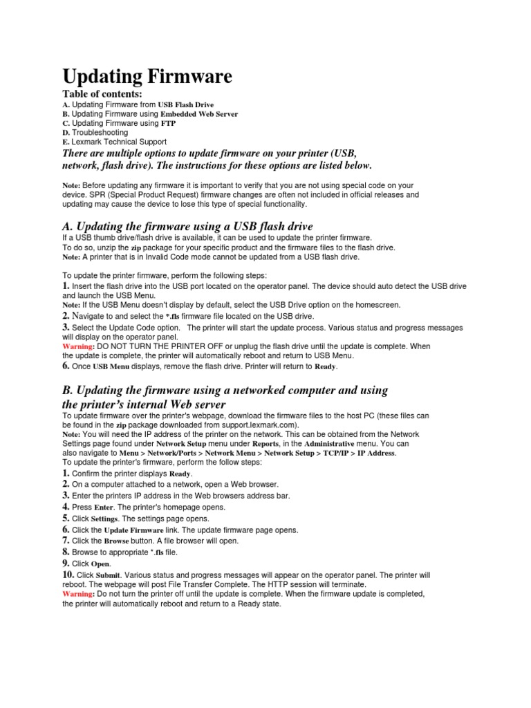 Printer Firmware Update Guide | PDF