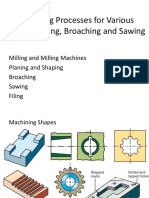 Machining Processes For Various Shapes: Milling, Broaching and Sawing