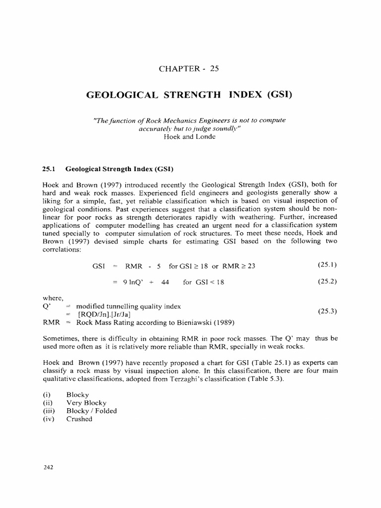 Geological Strength Index (GSI) Overview | PDF | Applied And ...