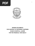 Bidding Documents For Contract of Different Canteens in Mayo Hospital, Lahore For The Financial Year 2020-21