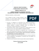 Régimenes Parlamentario y Presidencial: Cuadro Comparativo