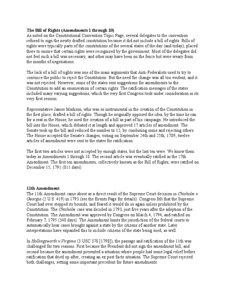 The Bill of Rights (Amendments 1 Through 10) | Download Free PDF ...