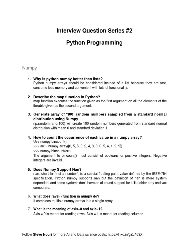 Interview Questions About Python Programming | PDF | Python ...