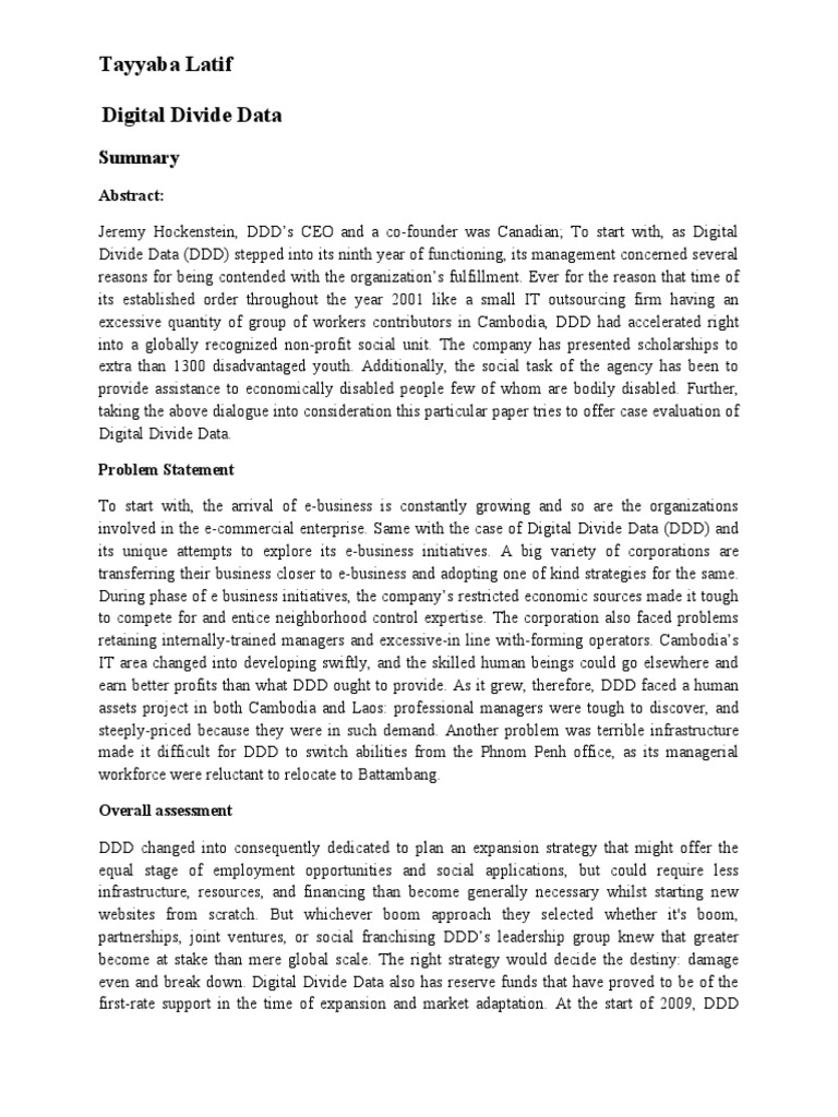 Digital Divide Data: A Case Study | PDF | Outsourcing | Economies