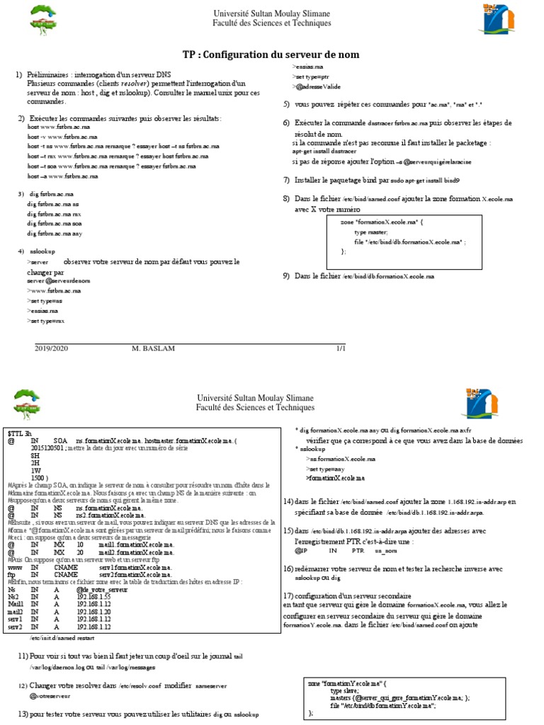 Configuration d'un serveur DNS avec BIND | PDF | Système de noms de ...