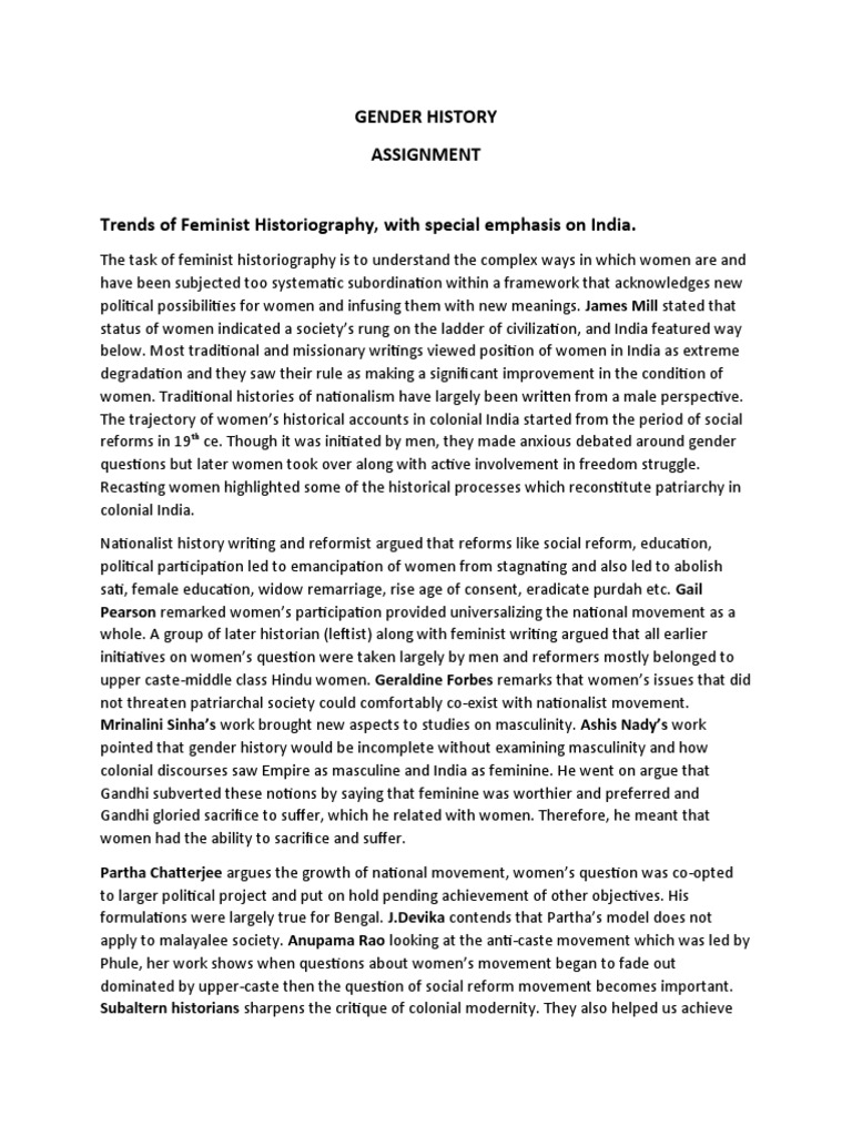 Trends in Indian Feminist Historiography | PDF | Feminism | Gender Studies