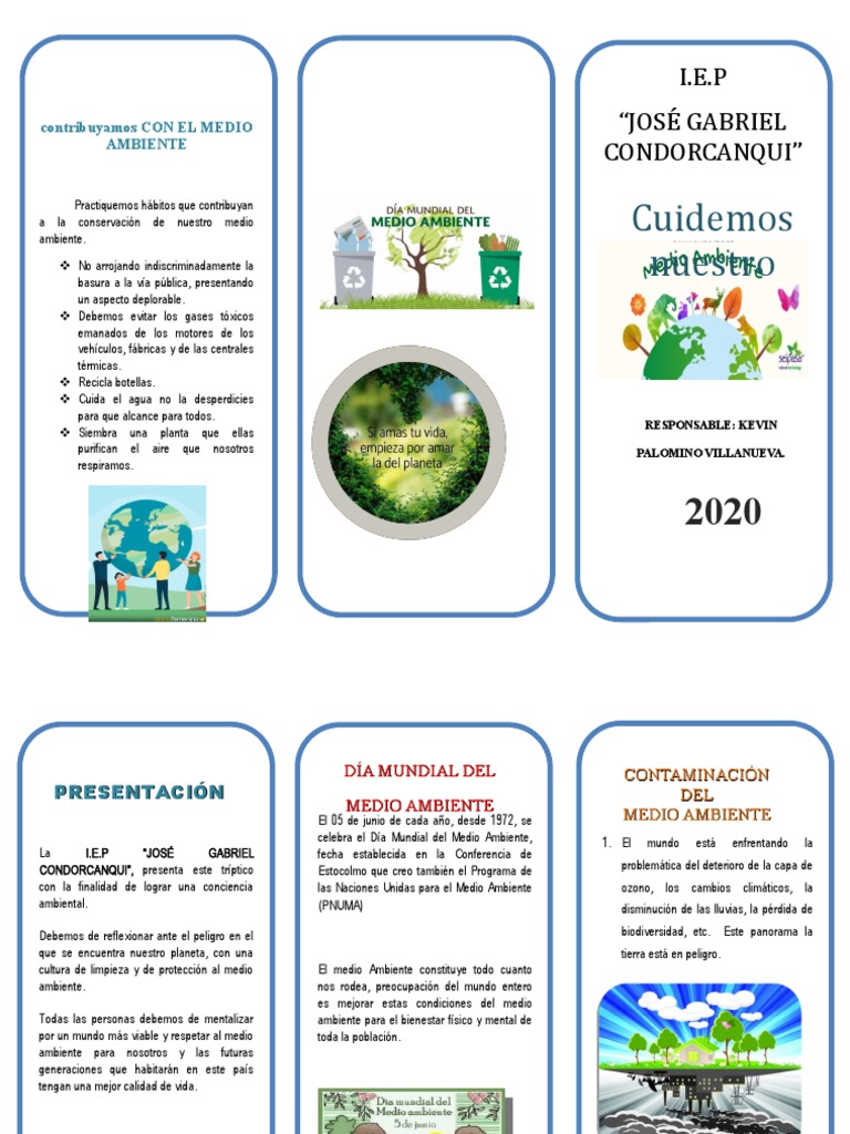 Triptico Medio Ambiente | Descargar gratis PDF | Entorno natural ...