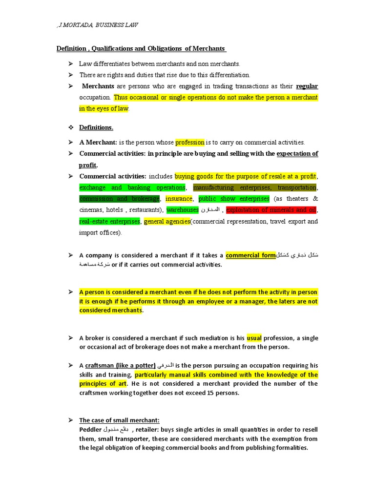Defining a Merchant in Business Law | PDF | Business | Economies