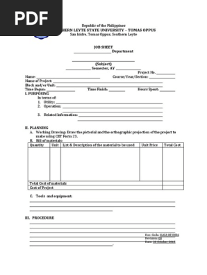 Job Sheet