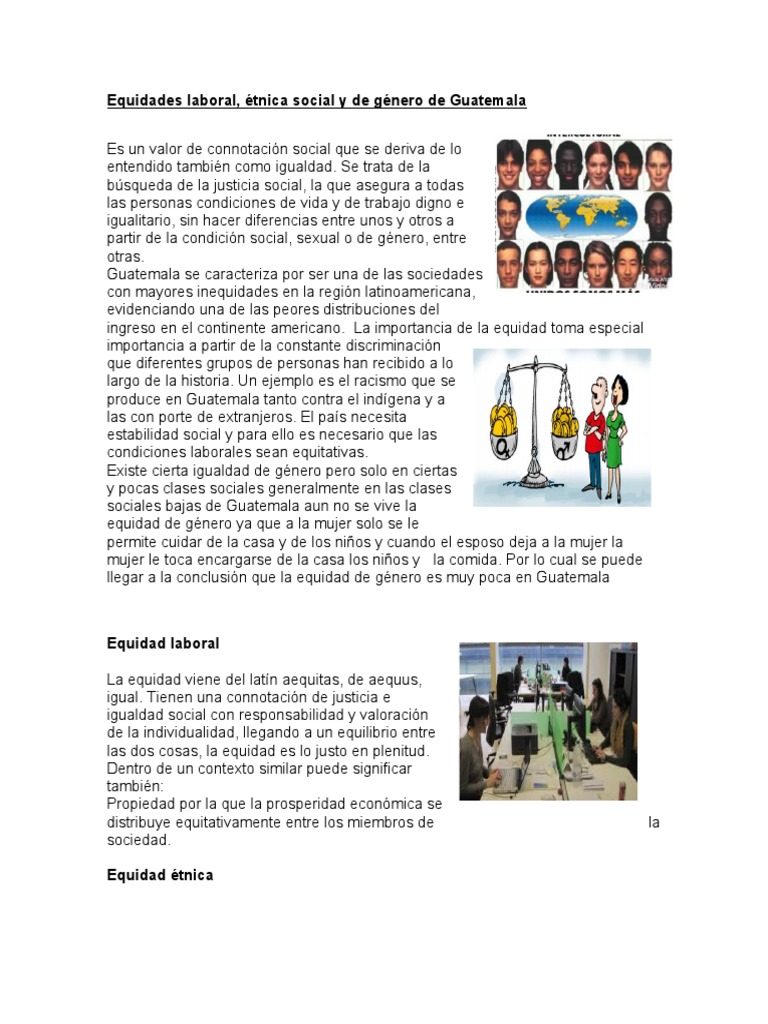 Equidad laboral y étnica en Guatemala | PDF | Igualdad de género ...