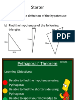 Starter: A) Write Down A Definition of The Hypotenuse B) Find The Hypotenuse of The Following Triangles