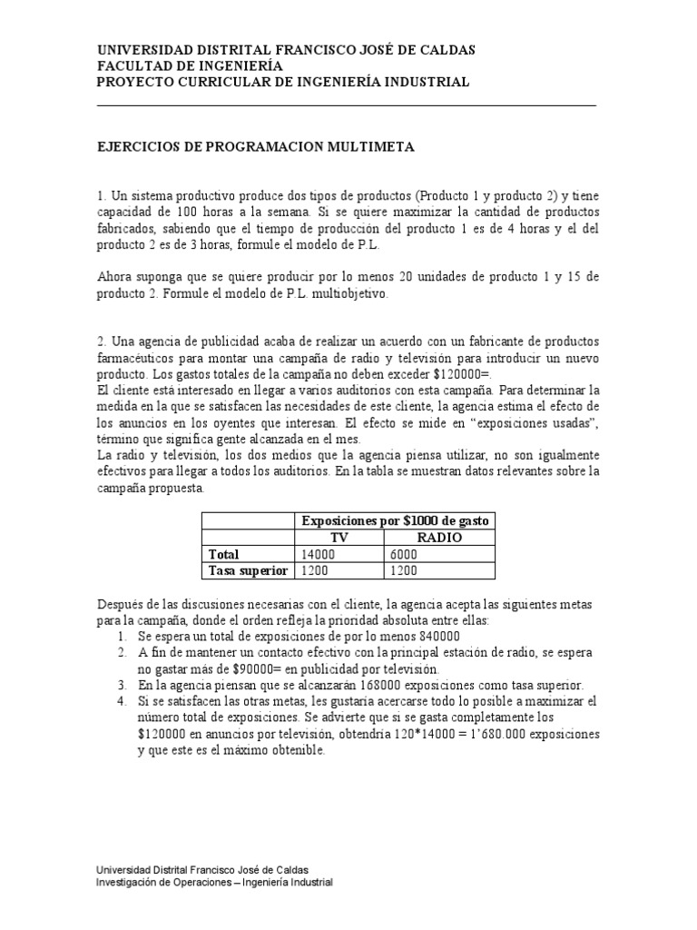 Programacion Multimeta 2020 | PDF | Programación lineal | Teoría de ...