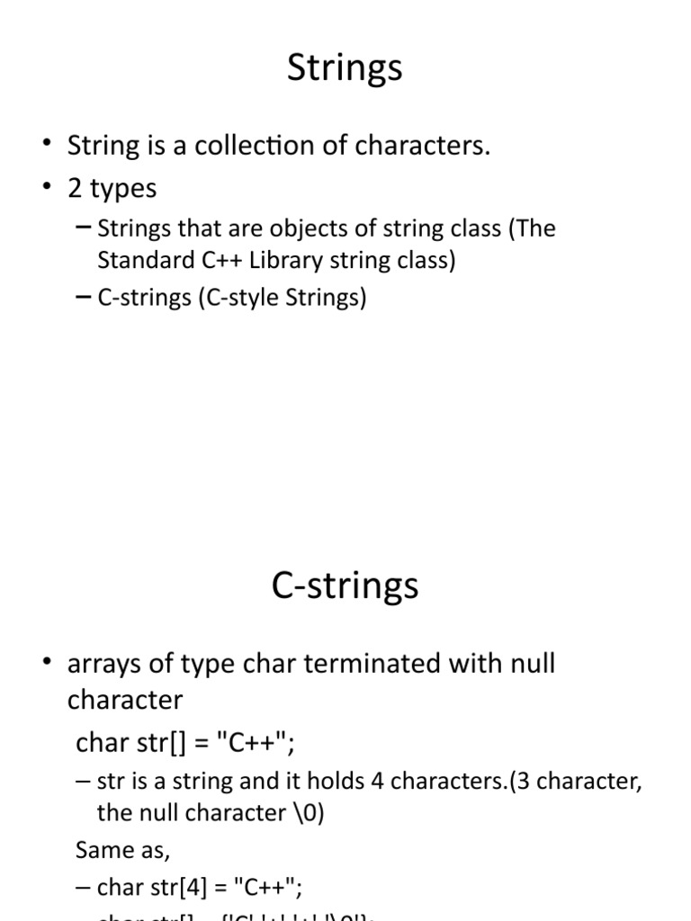 Strings: - String Is A Collection of Characters. - 2 Types | PDF ...