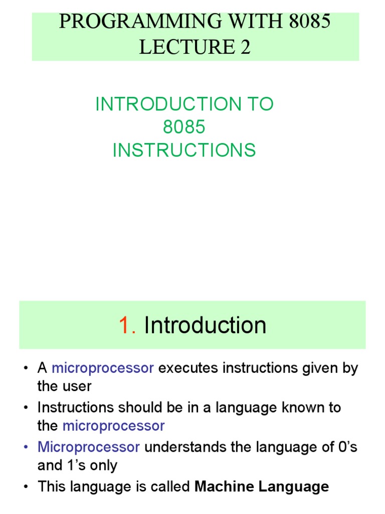 Programming With 8085: Introduction To 8085 Instructions | PDF ...