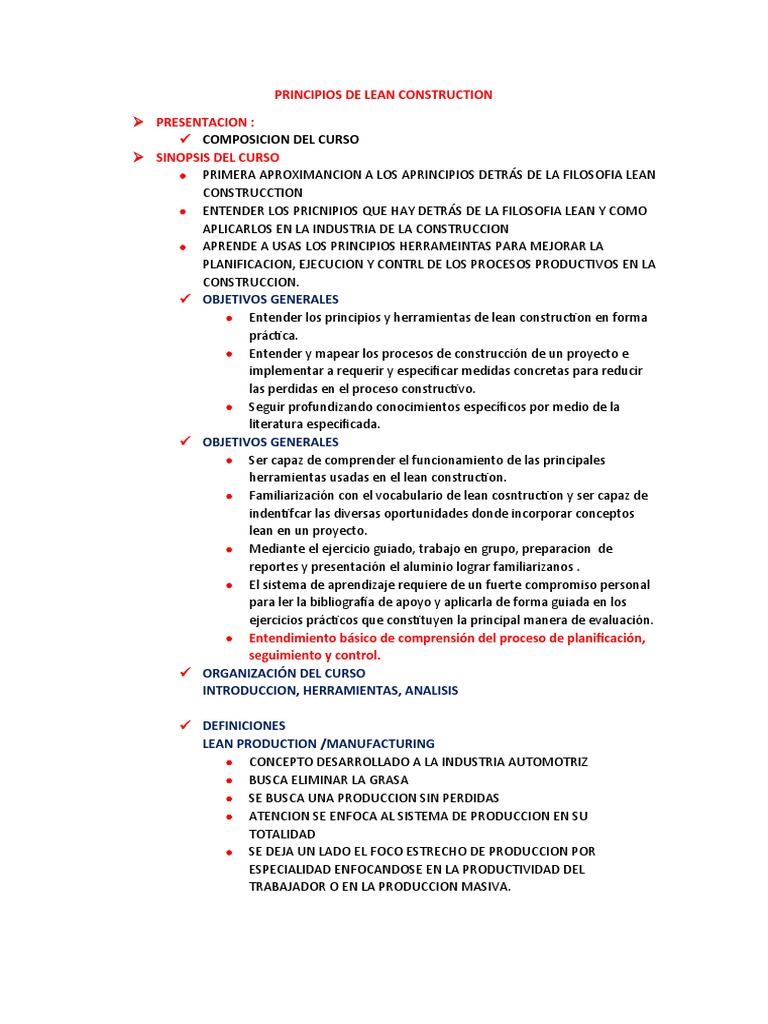 Principios de Lean Construction | PDF | Planificación | Science