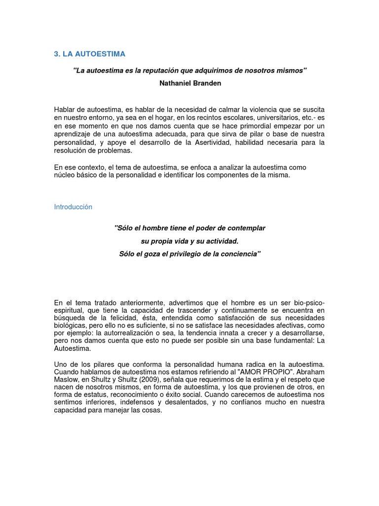 La Autoestima | PDF | Autoestima | Amor