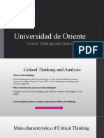 Critical Thinking and Analysis at Universidad de Oriente