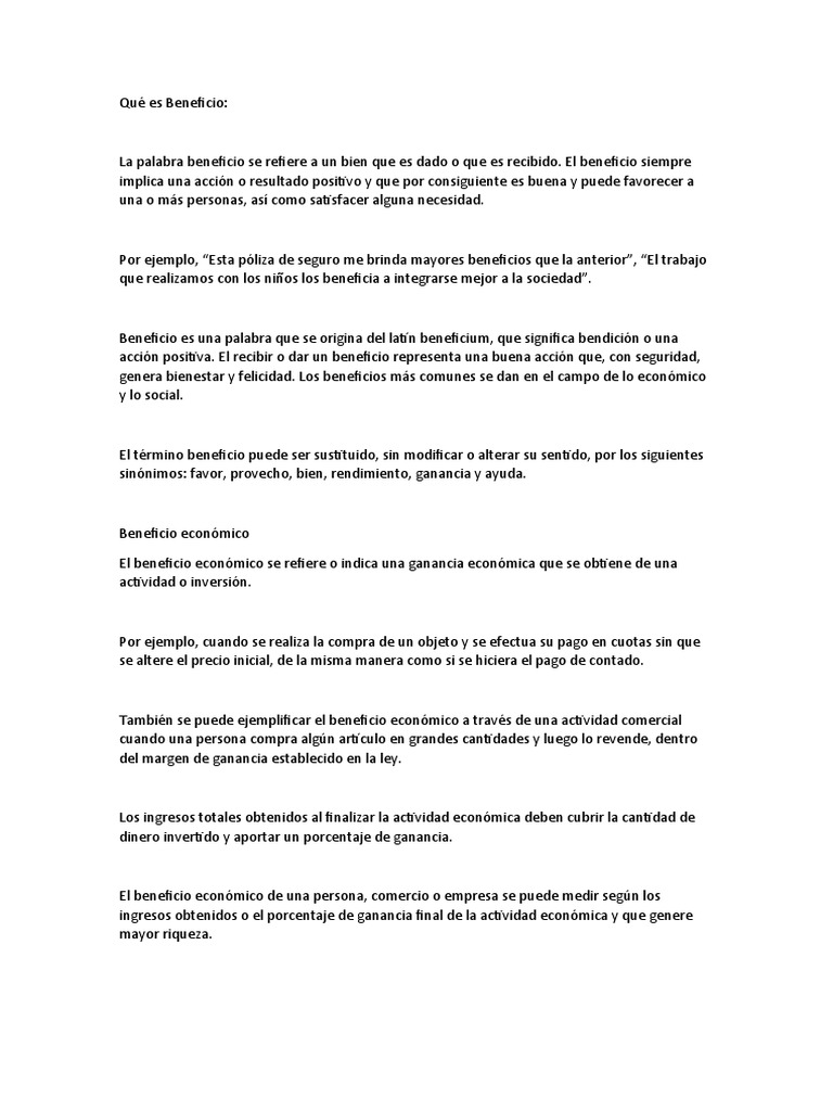Qué Es Beneficio | PDF | Vegetarianismo | Beneficio (economía)