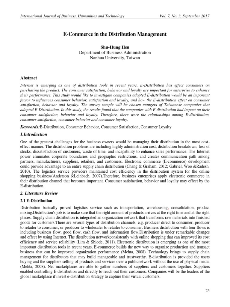 E-Commerce in The Distribution Management: Shu-Hung Hsu | PDF | E ...