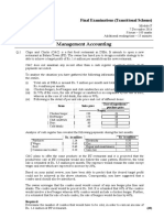 Management Accounting: Final Examinations (Transitional Scheme)