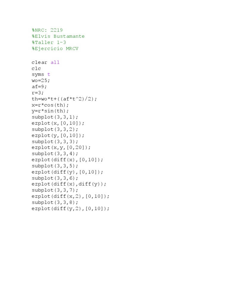 MATLAB Motion Graphs and Analysis | PDF